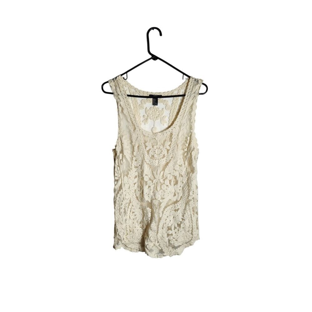Forever 21 Floral Lace Sleeveless Top S Cotton/Nylon Blend